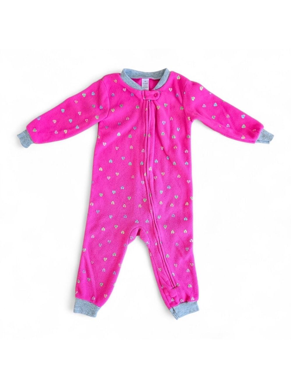 5/$25 George Toddler Fleece Footless Sleeper Pink Hearts Size 2T